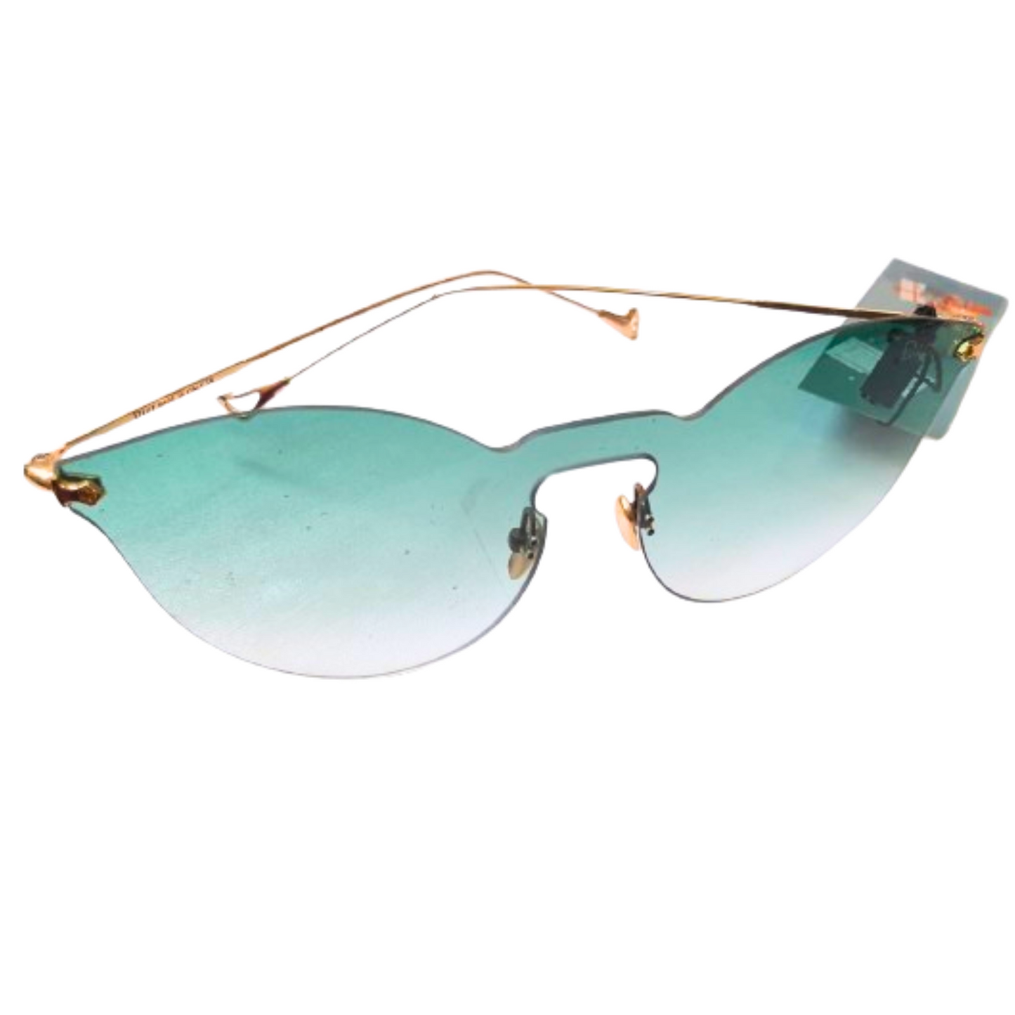 Rimless Diamond Cutting Green Fashion Sunglasses