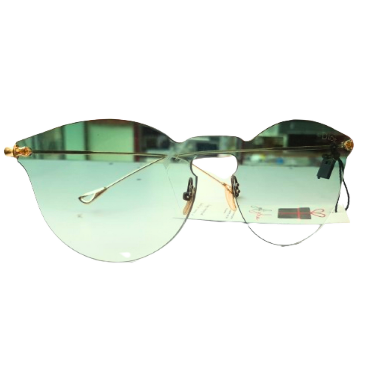 Rimless Diamond Cutting Green Fashion Sunglasses