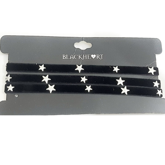 Black Choker Necklace with Stars