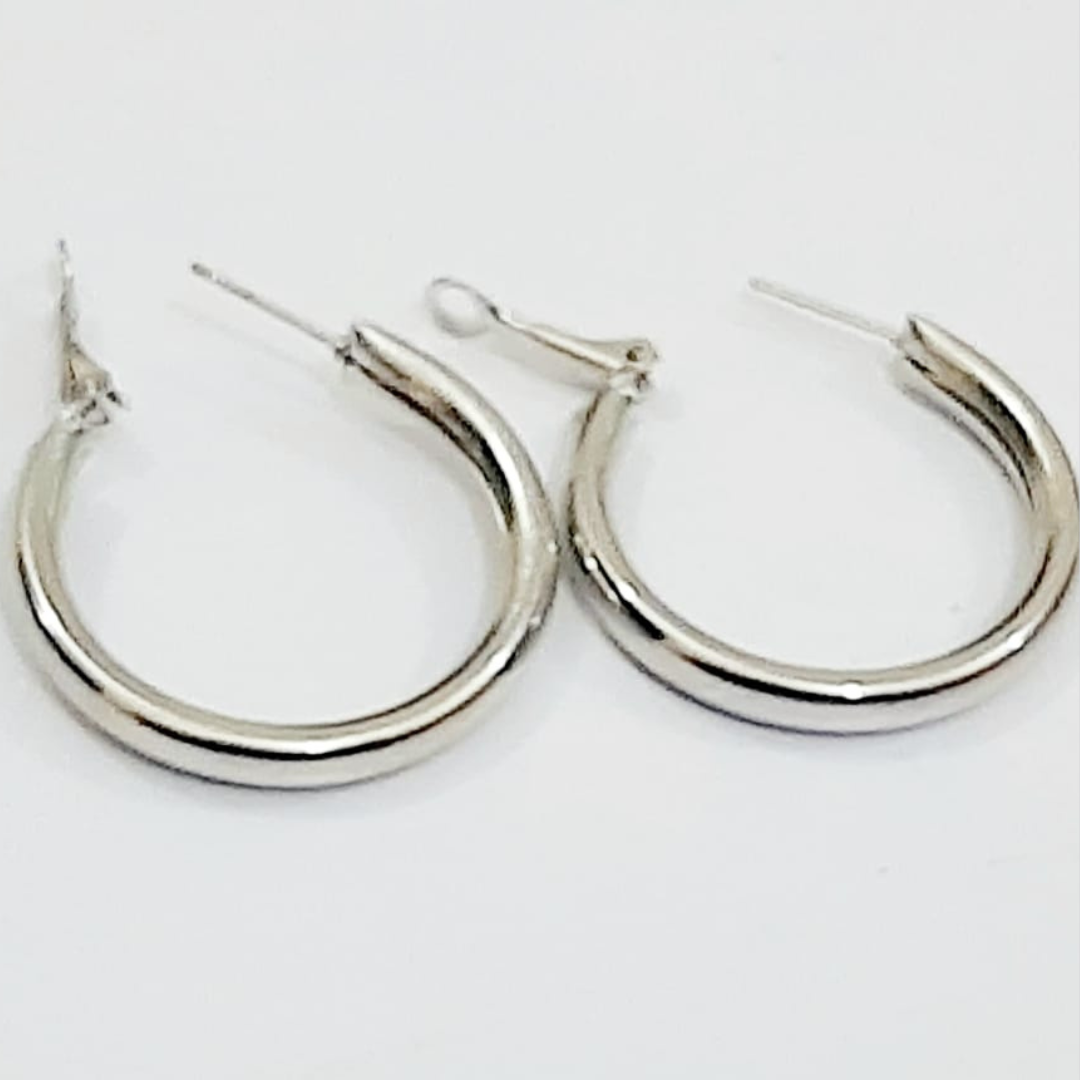 Silver Thick Hoop Earrings