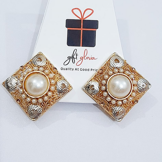 White Pearl Plug Earrings