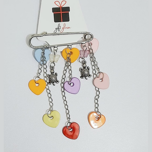 Hearts Charm Safety Pin